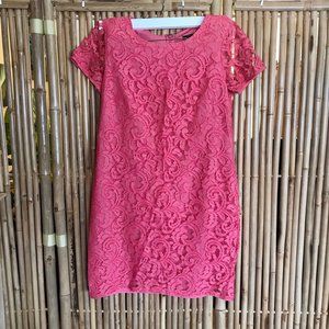 Peach / pink lace mini shift dress